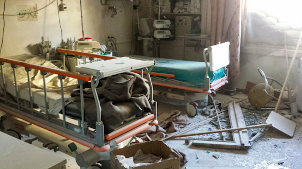 Hospital room damaged from an airstrike