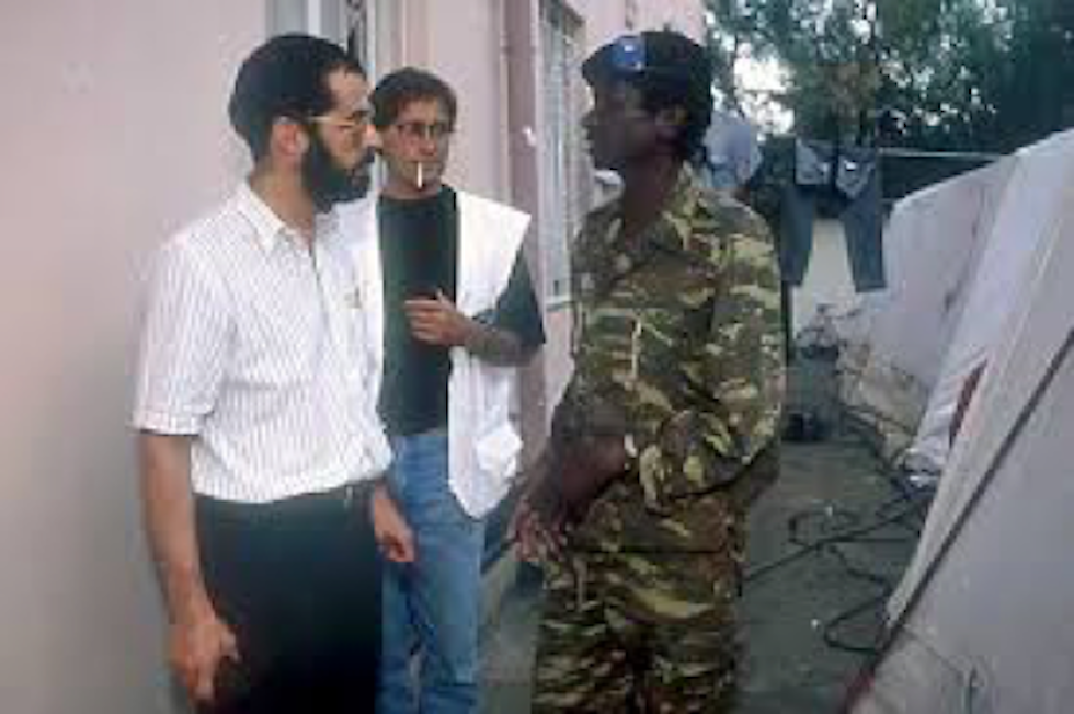 Philippe Gaillard with Colonel Francois Munyengago